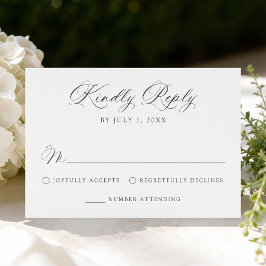 Klassische Kohle-Kalligrafie-Hochzeit RSVP Karte