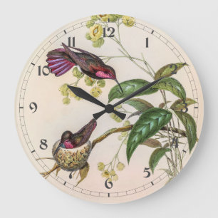 Klassische Kolibris von John Gould Große Wanduhr