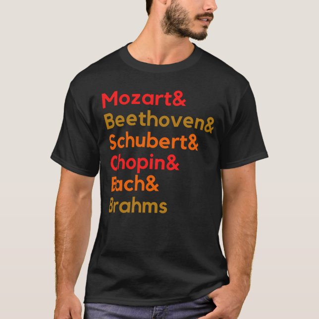Klassische Komponisten: Mozart Beethoven Moderne T-Shirt (Vorderseite)