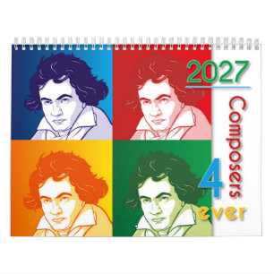 Klassische Komponisten Porträts, Cartoon-Stil, 202 Kalender