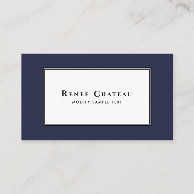 Klassische konservative Elegant Navy Blue Beruflic Visitenkarte (Vorderseite)