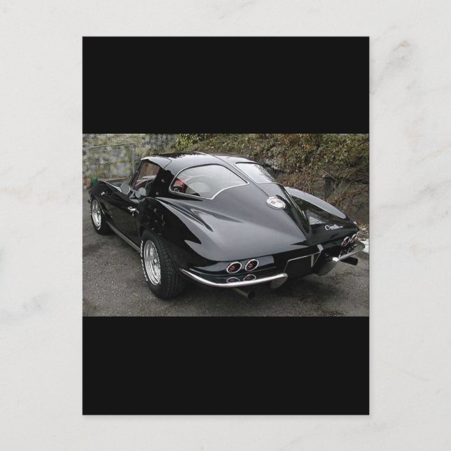 Klassische Korvette aus schwarzem Teilfenster Postkarte (Vorderseite)