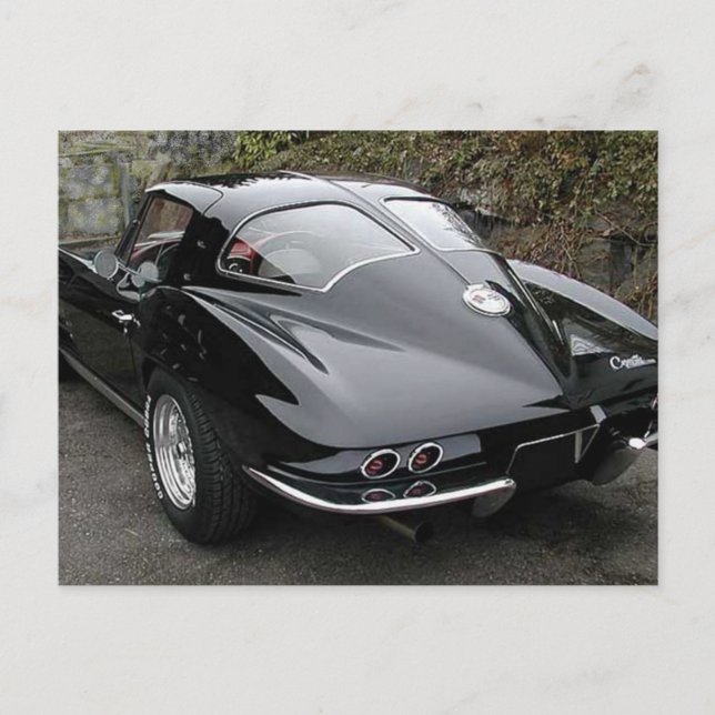 Klassische Korvette aus schwarzem Teilfenster Postkarte (Vorderseite)