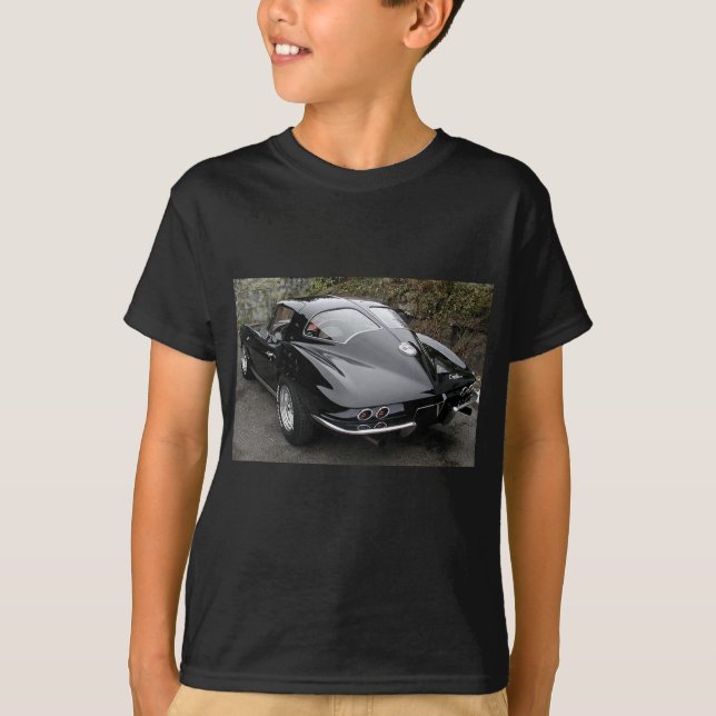 Klassische Korvette aus schwarzem Teilfenster T-Shirt (Vorderseite)