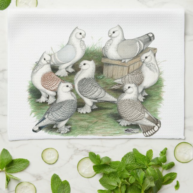 Klassische Krause-Tauben Küchentuch (Gefaltet)