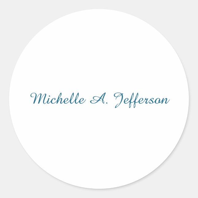 Klassische kreative Trendy White Ocean Blue Runder Aufkleber (Vorderseite)