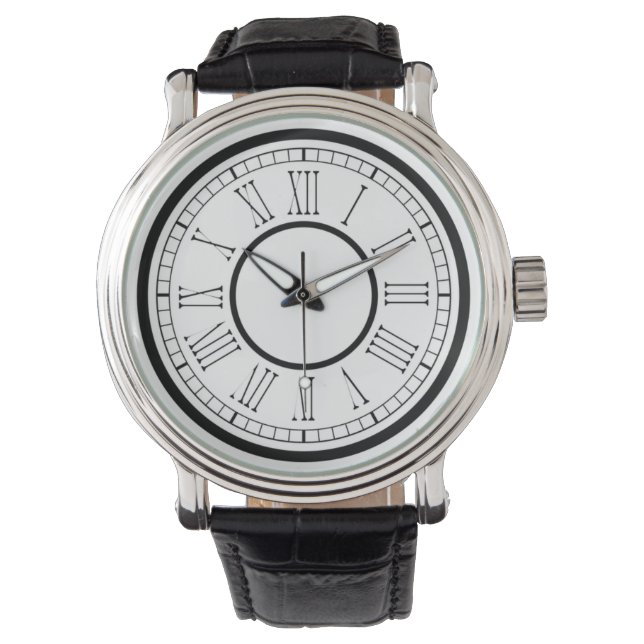 Klassische, kühne römische Zahlen Armbanduhr (Vorderseite)