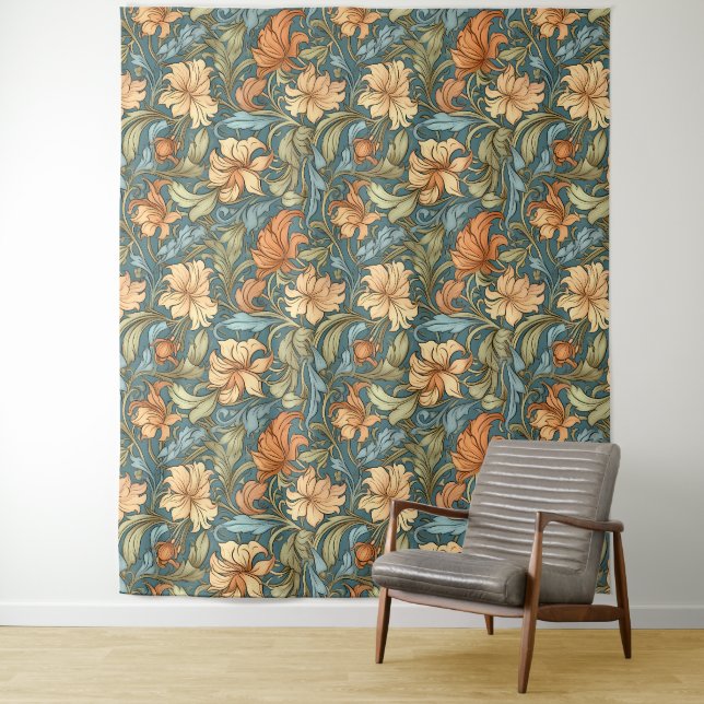 Klassische künstlerische Hand William Morris Blue Wandteppich (Beispiel)