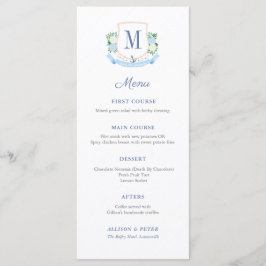 Klassische Küstenmonogramm-Hochzeitempfehlung Menükarte