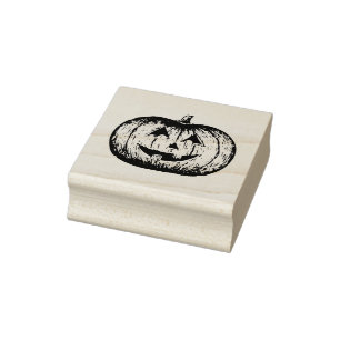 Klassische Lächelnde Jack-o'-Laterne Pumpkin Sketc Gummistempel