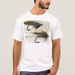 Klassische Lachse fliegen auf Karte T-Shirt