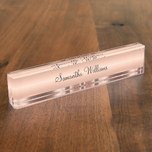 Klassische Ladys Rose Gold Tone Monogram Desk Plaq Namensplakette