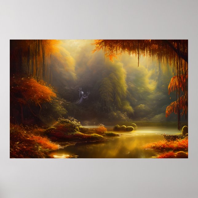 Klassische Landschaft schöne Farben goldener Herbs Poster (Vorne)