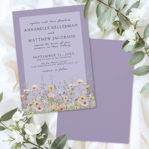 Klassische Lavendel-Wildblumen-Hochzeit Einladung