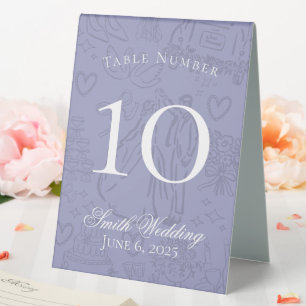 Klassische Lavendelhandzeichnung Hochzeitskunst Tischaufsteller