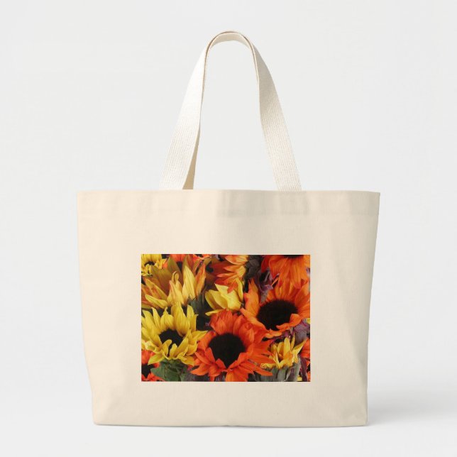 Klassische Leinwand-Tasche mit Sonnenblumen Jumbo Stoffbeutel (Vorne)