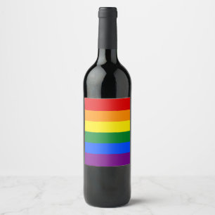 Klassische LGBTQ-Gay Pride-Regenbogenflagge Weinetikett