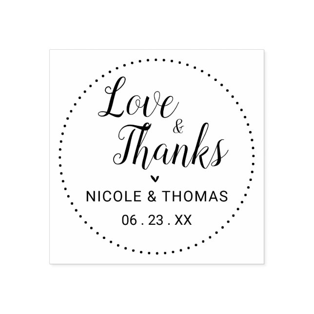 Klassische Liebe & Dank Gastgeschenk Hochzeit Gummistempel (Prägung)