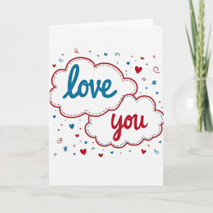 Klassische 'Liebe dich'-Karte mit Stickerei Karte