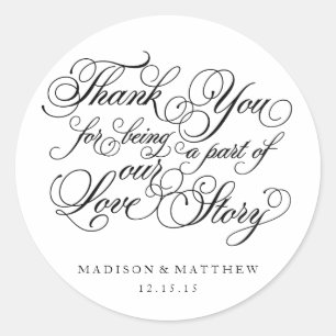 Klassische Liebe GASTGESCHENK HOCHZEITEN Runder Aufkleber