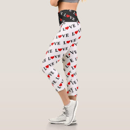 Klassische LIEBE Herzmotiv Muster Elegant Capri Leggings