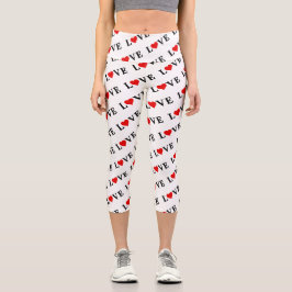 Klassische LIEBE Herzmotiv Muster Elegant Capri Leggings