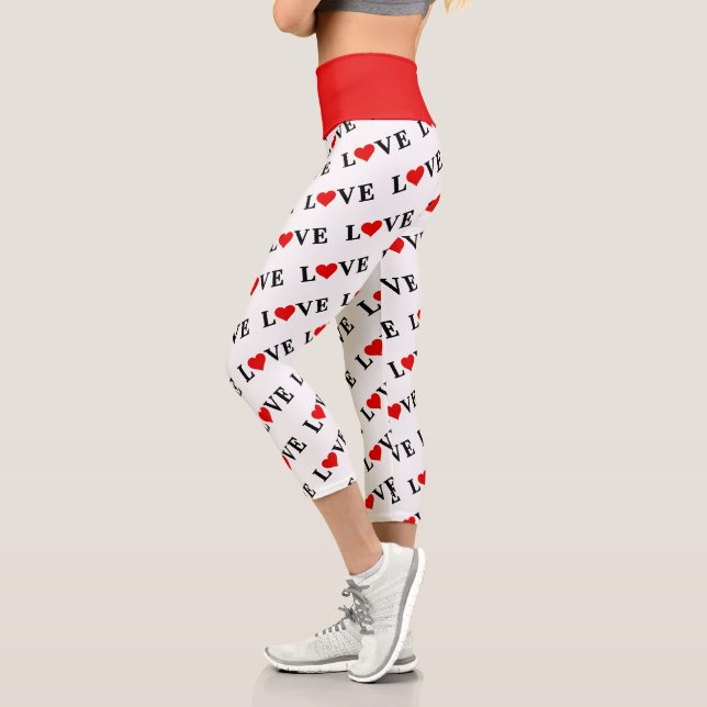Klassische LIEBE Herzmotiv Muster Elegant Capri Leggings (Links)