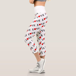 Klassische LIEBE Herzmotiv Muster Elegant Capri Leggings
