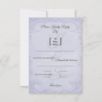 Klassische lila geprägte Blumen-Hochzeits-RSVP-Kar RSVP Karte