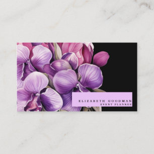 Klassische lila Orchideen schwarze Visitenkarten Visitenkarte