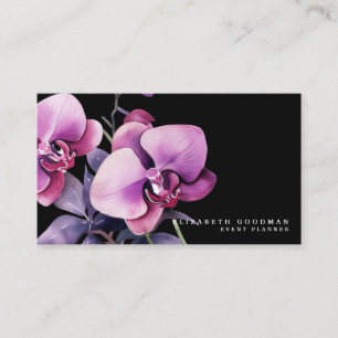 Klassische lila Orchideen schwarze Visitenkarten Visitenkarte