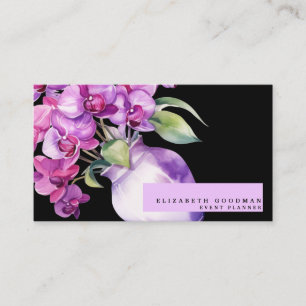 Klassische lila Orchideen schwarze Visitenkarten Visitenkarte