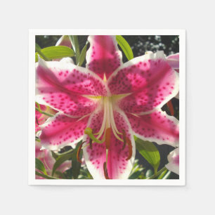 Klassische Lilie mit tropisch rosa Blume Serviette