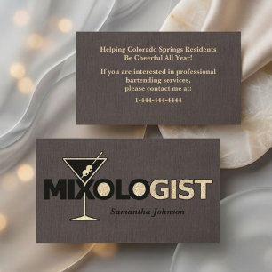 Klassische Linen Mixologist Barkeeper Business Car Visitenkarte