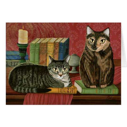 Klassische literarische Katzen Poe, Dickens Karte