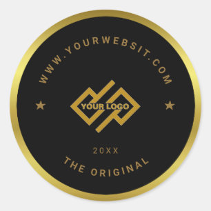 Klassische Logos für goldene und schwarze/benutzer Runder Aufkleber