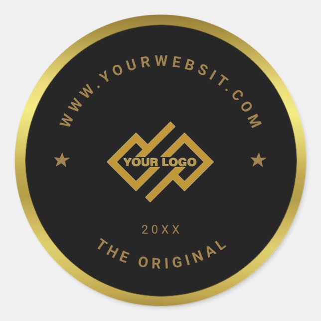 Klassische Logos für goldene und schwarze/benutzer Runder Aufkleber (Vorderseite)