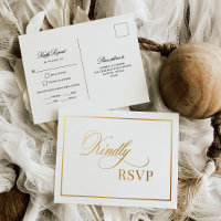 Klassische Luxus Weiße Hochzeit RSVP Goldfolie Pos