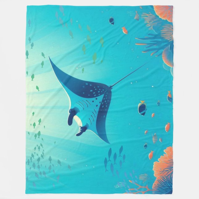Klassische, Mantarochen-Küstenkunst Fleecedecke (Vorderseite)