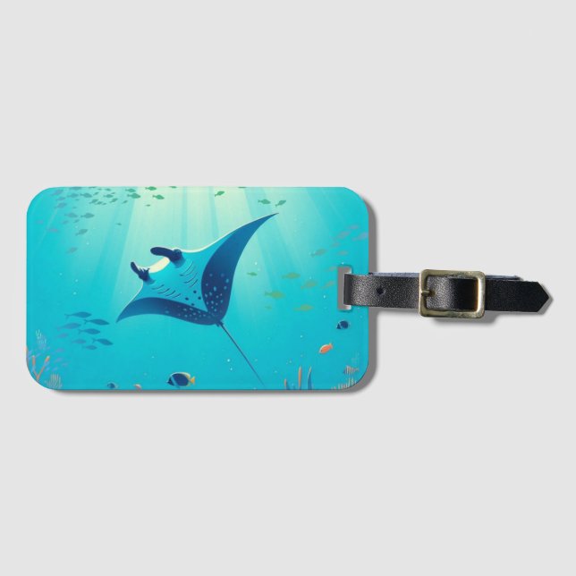 Klassische, Mantarochen-Küstenkunst Gepäckanhänger (Vorderseite (Horizontal))