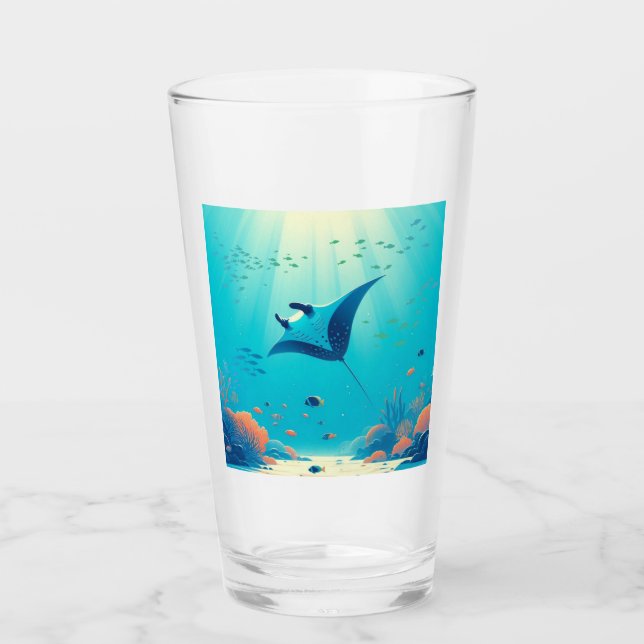 Klassische, Mantarochen-Küstenkunst Glas (Vorderseite)