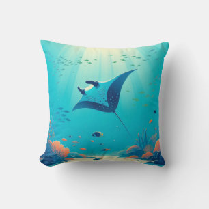Klassische, Mantarochen-Küstenkunst Kissen