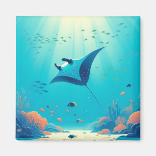 Klassische, Mantarochen-Küstenkunst Magnet