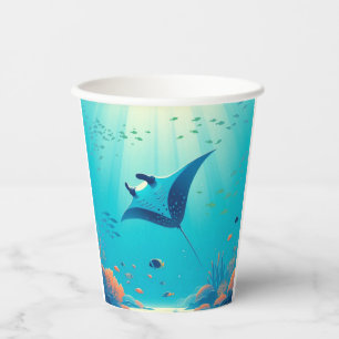Klassische, Mantarochen-Küstenkunst Pappbecher