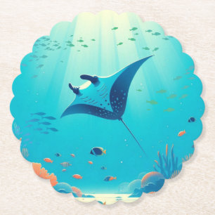 Klassische, Mantarochen-Küstenkunst Untersetzer