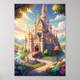 Klassische Märchenschloss-Königreich-Geschichtenbu Poster