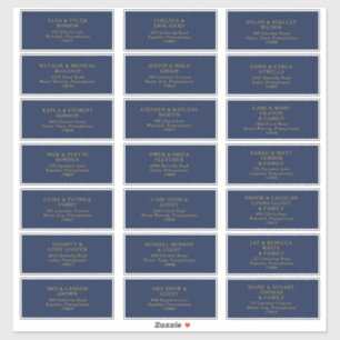 Klassische Marine   Gold Wedding Guest Address Lab Aufkleber