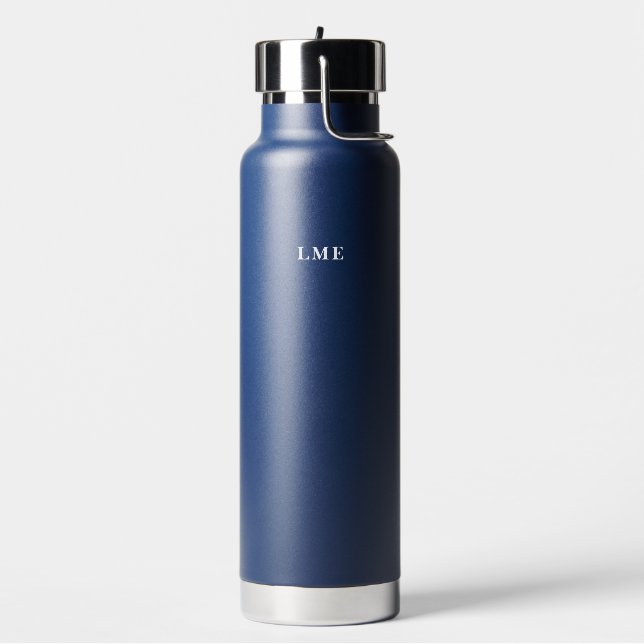Klassische Marine mit weißer Monogramm Trinkflasche (Links)