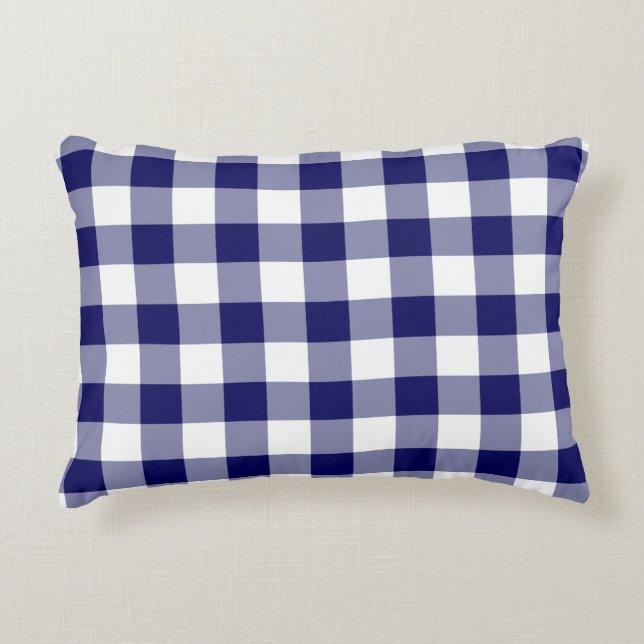 Klassische Marine und White Gingham Pattern Zierkissen (Vorderseite)