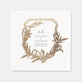 klassische Marinebolde Goldmotif-Monogramm-Hochzei Serviette
